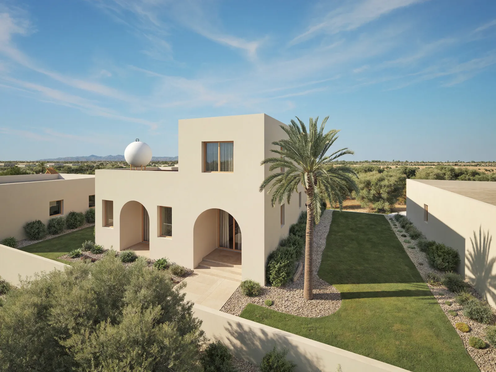 Detached villa in Jumeirah Village Triangle with a garden and a water tank on the roof